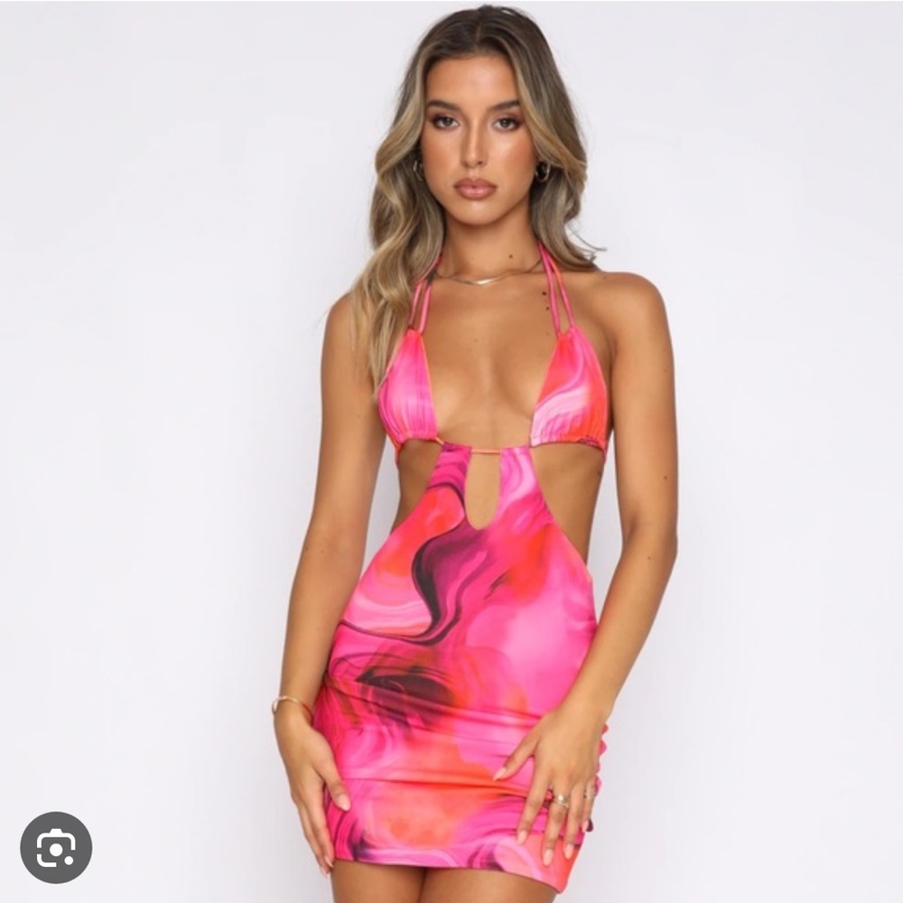 White Fox Boutique Vacations Calling Mini Dress Rose Print